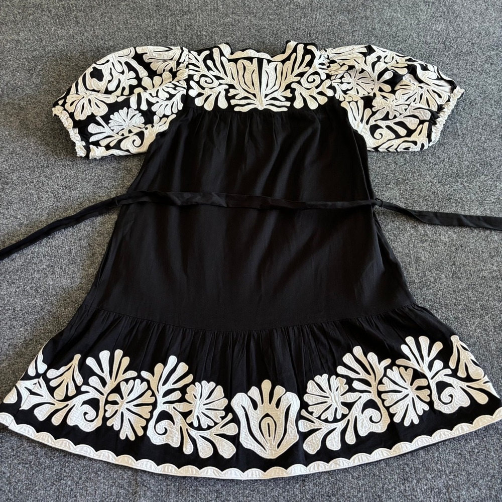 Sea New York Black White Applique Embroidered Mini Dress XS NWT Cotton Linen - Picture 10 of 10